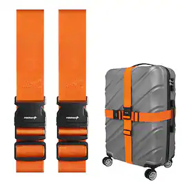 Fosmon - 2 Pack Luggage Straps with Buckle, Adjustable Luggage Straps for Suitcases, Baby Car Seat, Travel Luggage Belt - Orange