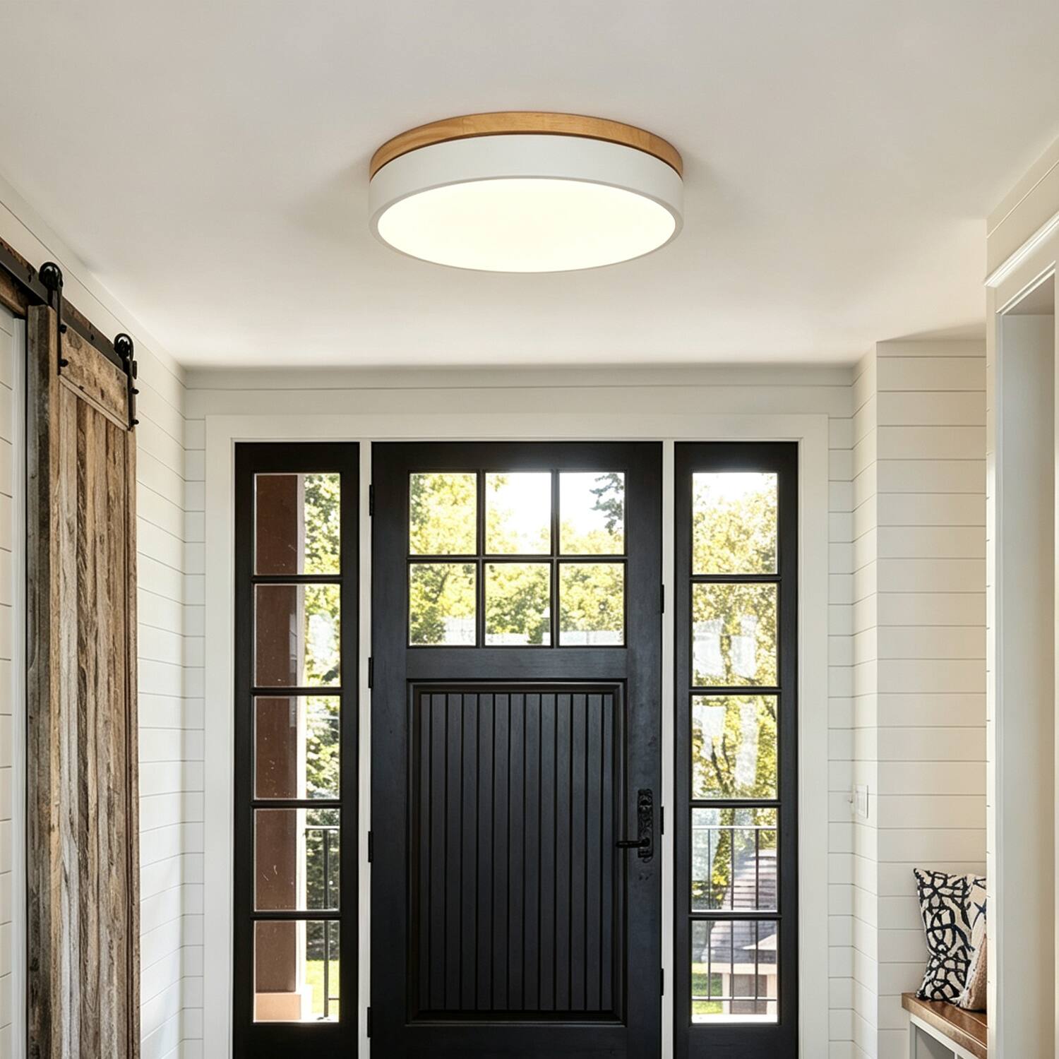 Umeiluce Modern Round LED Flush Mount Ceiling Light Iron and Wood ...