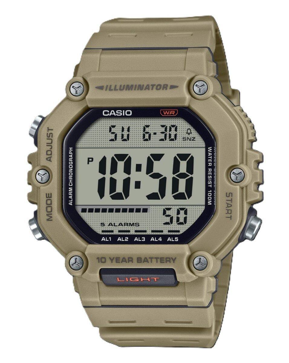 ILLUMINATOR ADJUST MODE CASIO WR 58 6-30 SNZ P WATER RESIST 100M CHRONOGRAPH 10:58 START 5 ALARMS AL1 AL2 AL3 AL4 AL5 10 YEAR BATTERY LIGHT