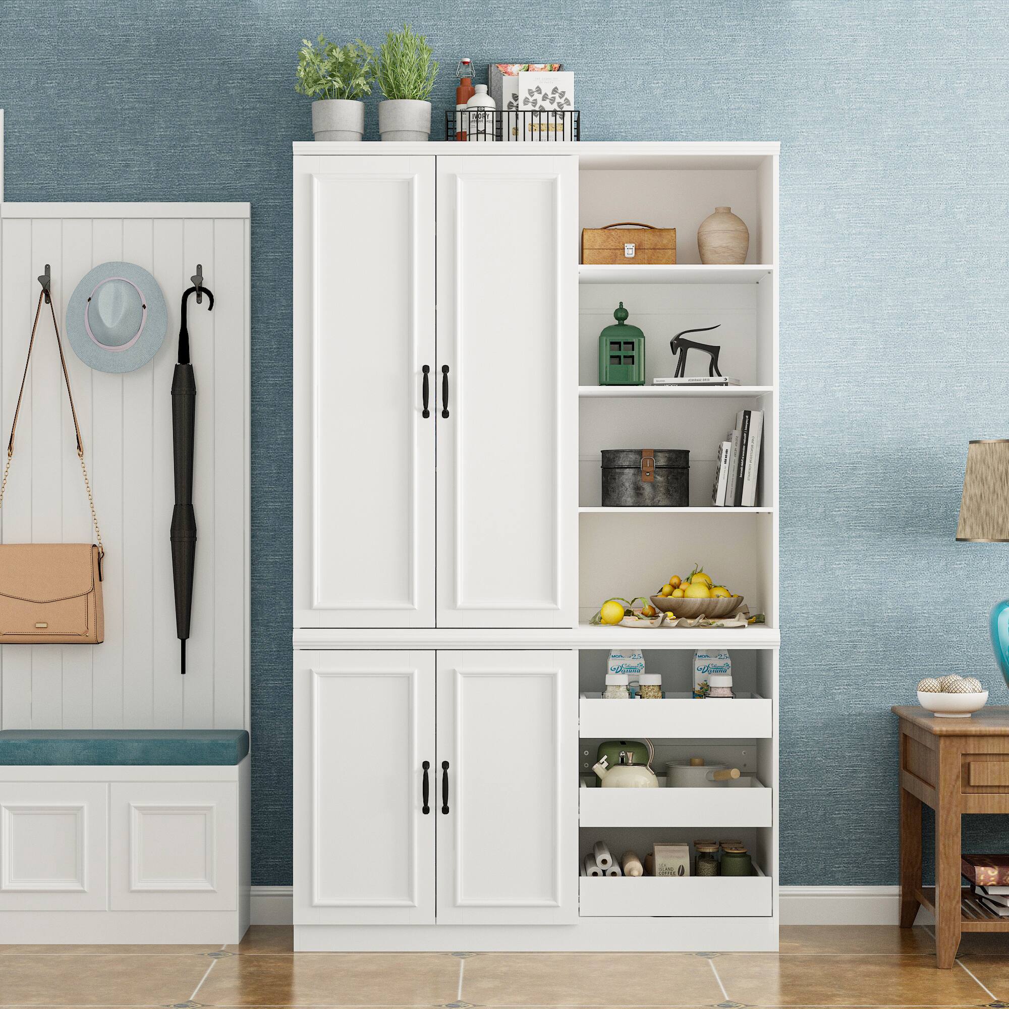 Alt View 8. Famapy - Famapy Multi - Tier Storage Display Cabinet with Drawers & Anti - Tip Design - White.