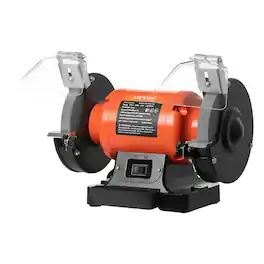 VEVOR - Bench Grinder, 6-inch Single Speed Bench Grinder, 3450RPM High-Speed Table Grinders with 450W 3.8A Induction Motor - Orange;Black
