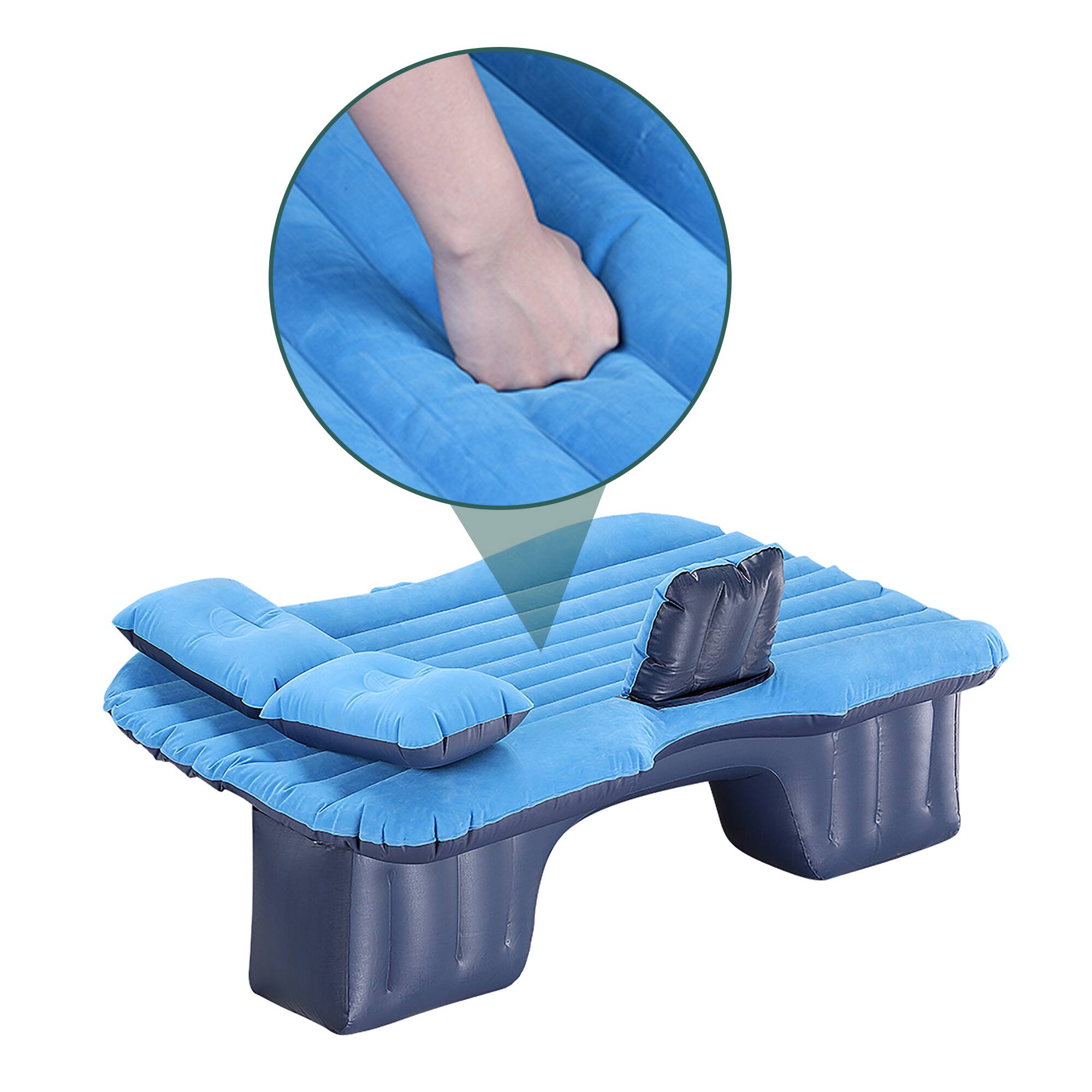 Back. Oumilen - Inflatable Car Air Mattress with Pillows, Blue - Blue.