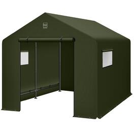 Best Choice Products - 10x8ft Outdoor Fabric Storage Shed, Steel Frame, Dual Roll-Up Zipper Doors, Window - Forest Green