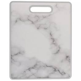 Elle Decor - 12" x 15" Kitchen Cutting Board - Designed Plastic, Nonslip, Easy-Grip Handle, Dishwasher Safe - Marble