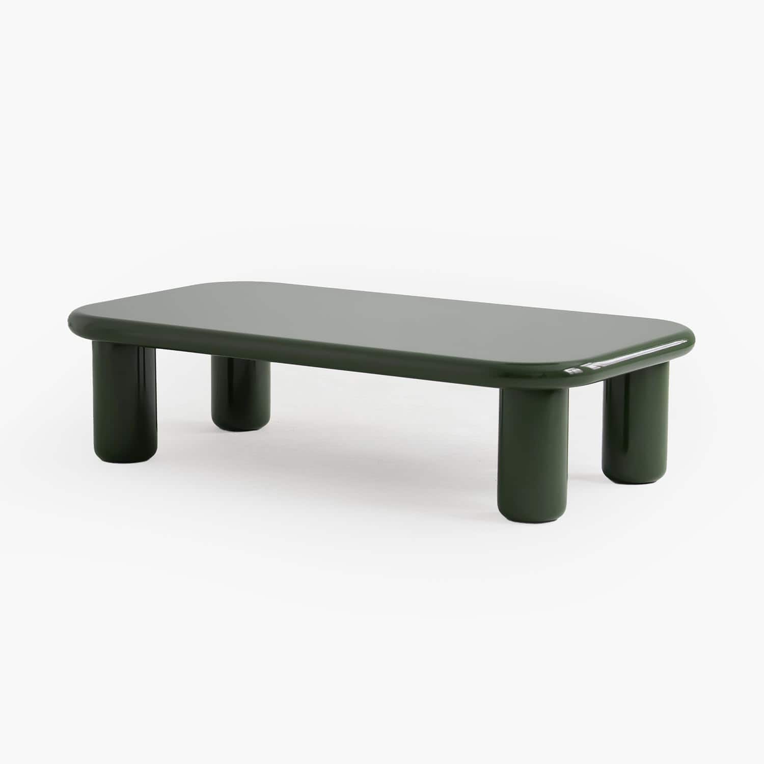 Acanva - Modern Coffee Tables with High Glossy Finish, Curved Edges, Accent Center Furniture for Living Room Home Office - Gloss olive green