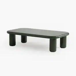 Acanva - Modern Coffee Tables with High Glossy Finish, Curved Edges, Accent Center Furniture for Living Room Home Office - Gloss olive green