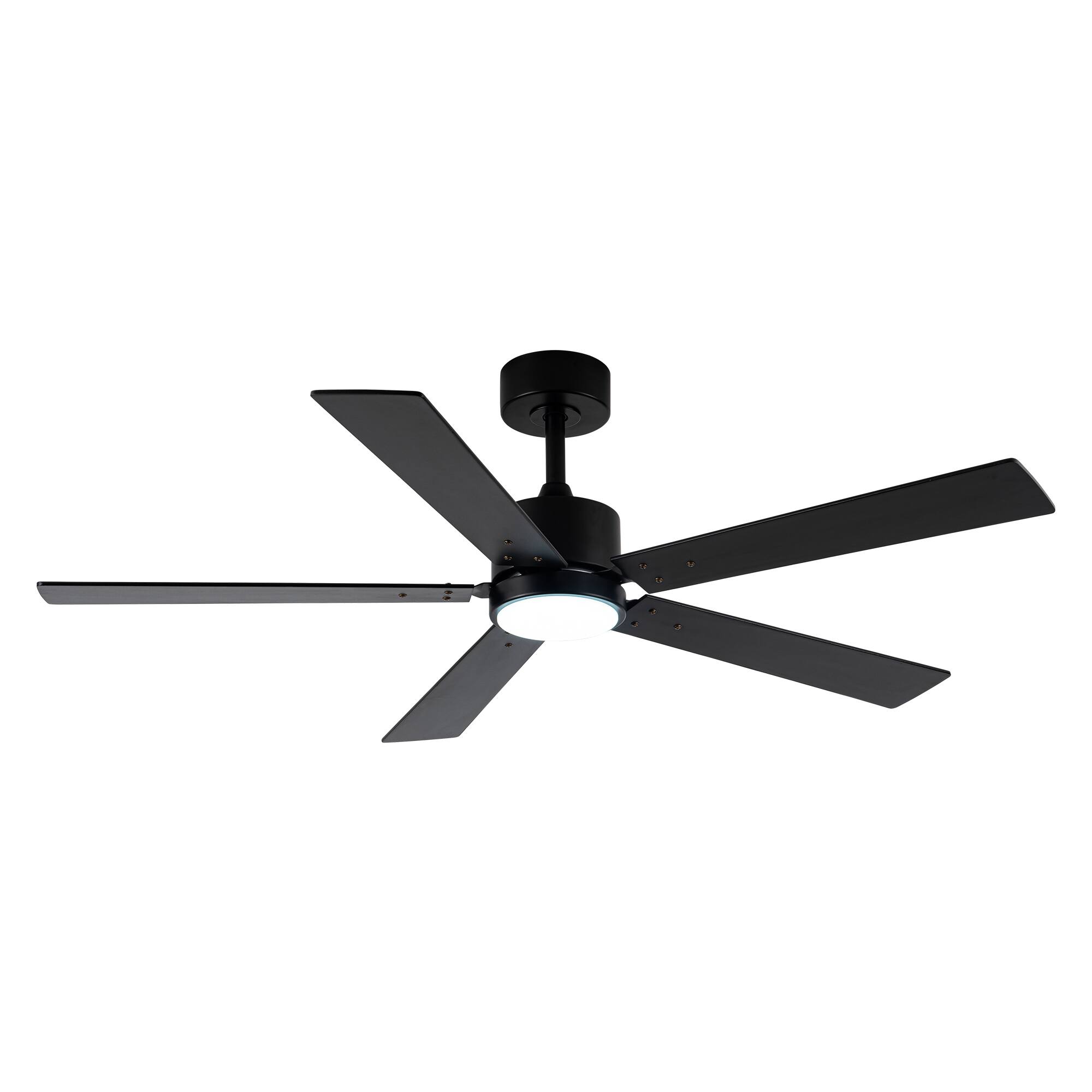 Alt View 7. Vaczon - 52" Modern Black Integrated LED Ceiling Fan with Light and Remote Control and APP Control - Black.