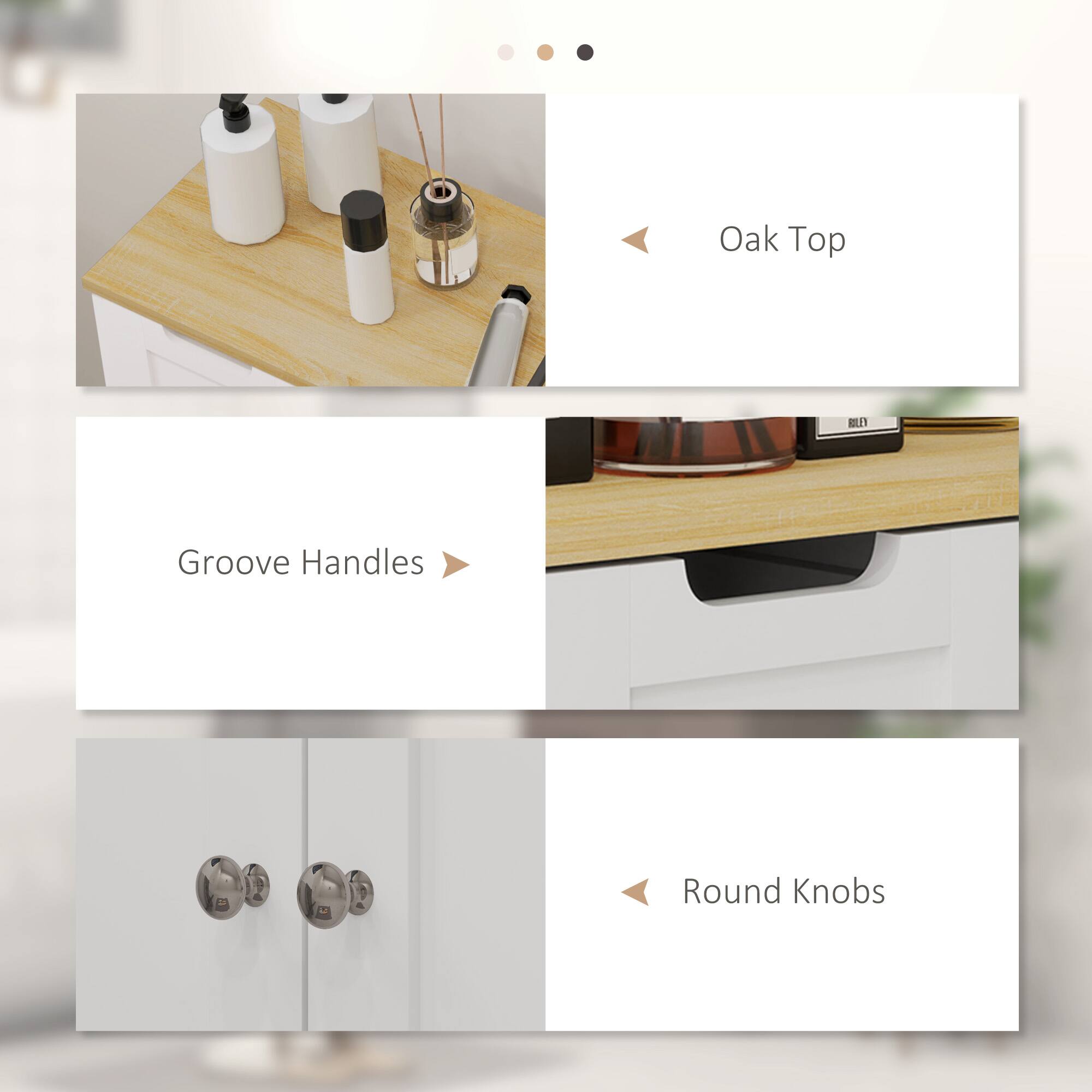 Oak Top, Groove Handles, Round Knobs