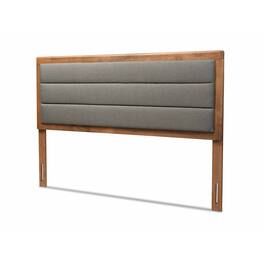 Baxton Studio - Dexter Modern and Contemporary Fabric Upholstered and Finished Wood Full Size Headboard - Dark Grey/Walnut Brown