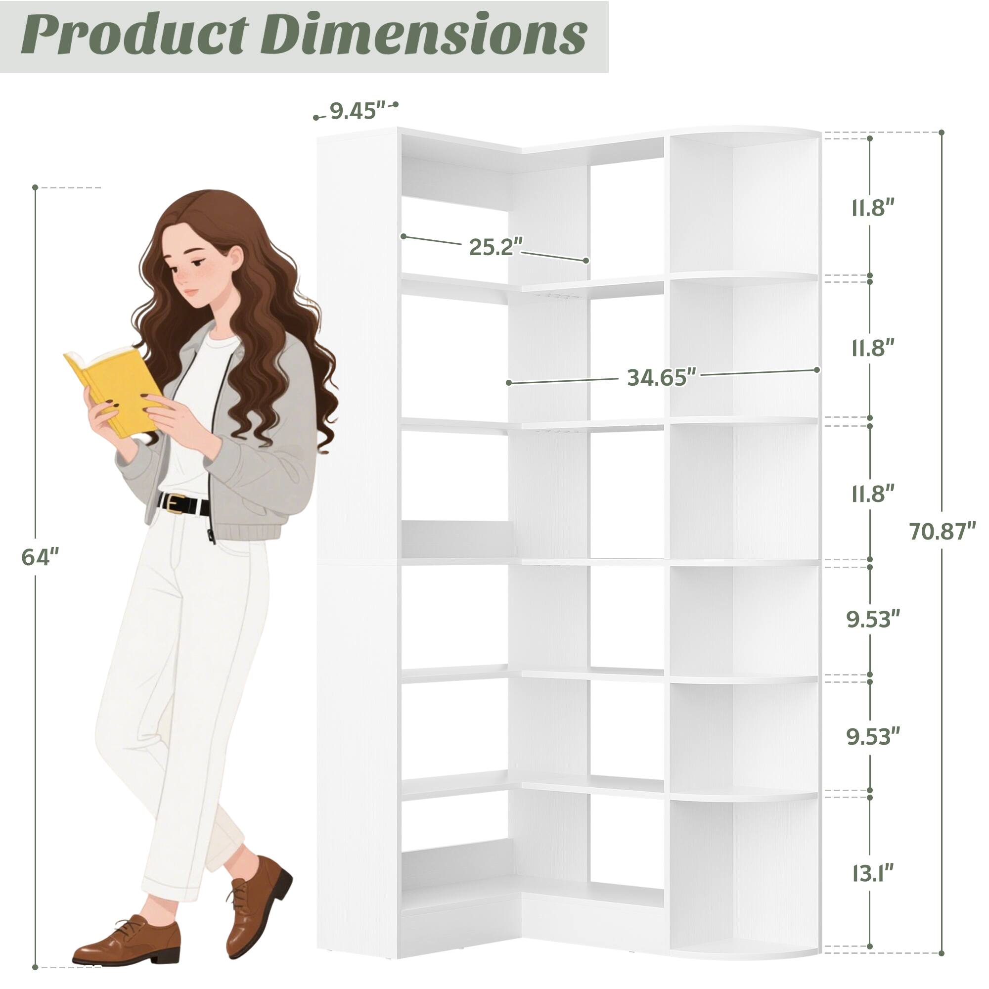Product Dimensions: 9.45" x 25.2" x 11.8" x 34.65" x 11.8" x 64" x 11.8" x 70.87" x 9.53" x 9.53" x 13.1"