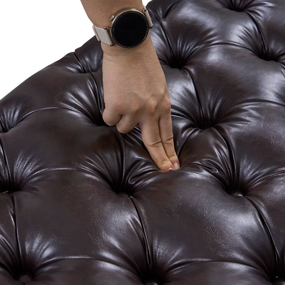 Alt View 10. Loheer - Loheer 105.7 Inch Modern Sofa Set Faux Leather Sectional Couch - Dark Brown.