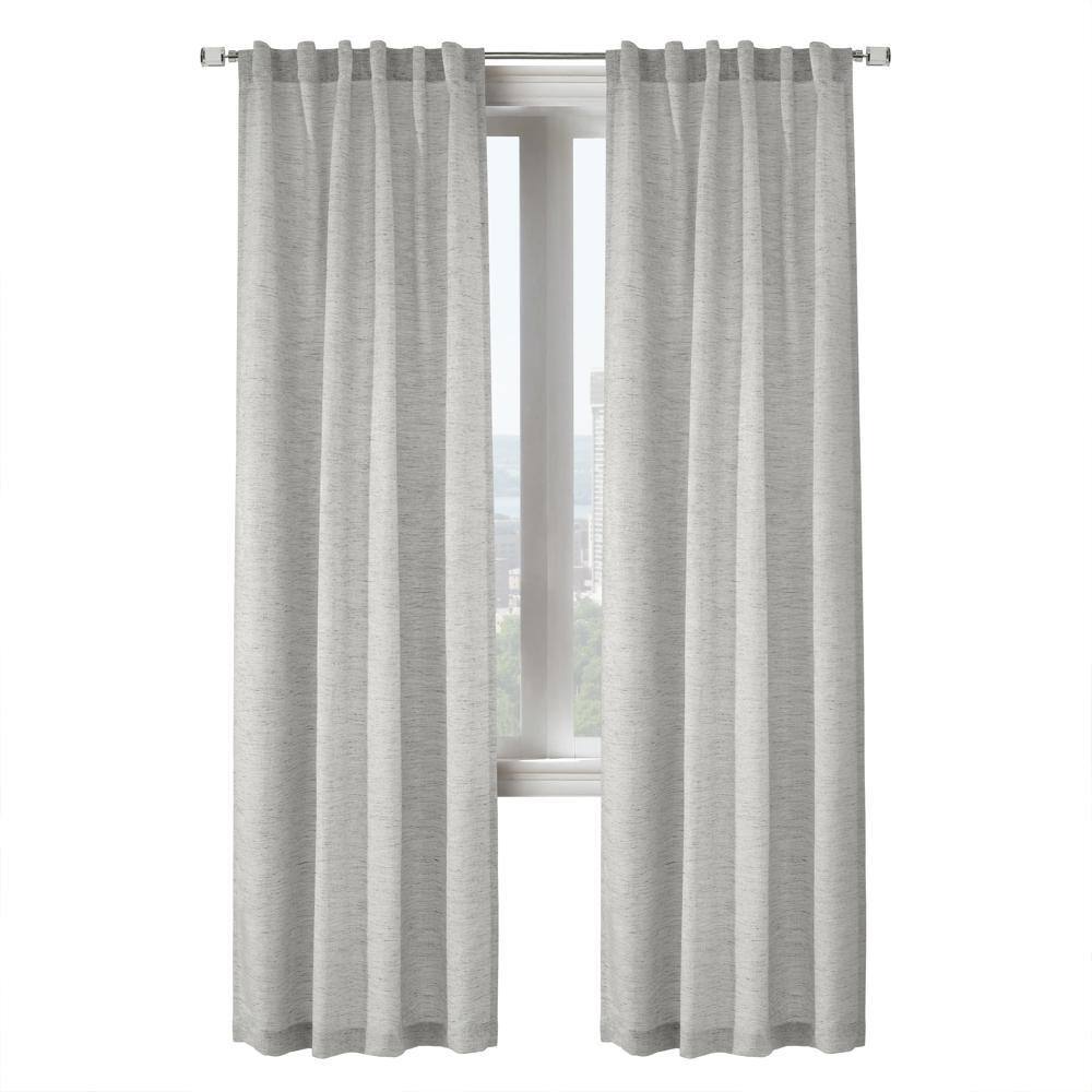 Front. Commonwealth Home Fashions - Commonwealth Danbury Dual Header Curtain Panel - 52x84" Silver - silver.