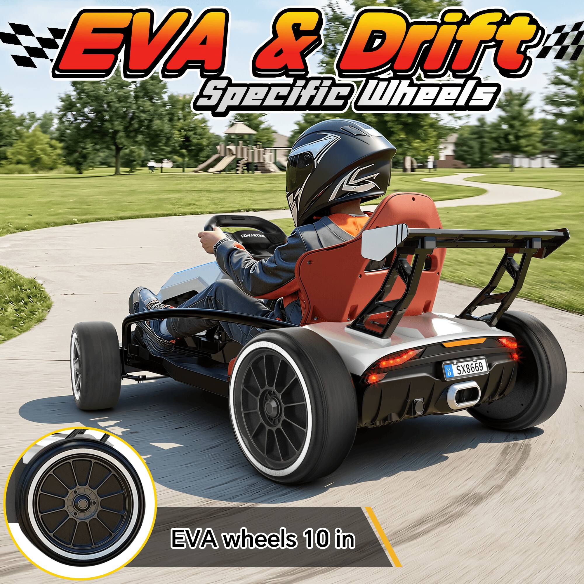EVA & Drift Specific Wheels  
GO-KARTING  
DO 0 D SX8669  
EVA wheels 10 in