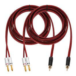 Unique Bargains - 2pcs 1 RCA to 2 4mm Banana Plug Speaker Cable, 14AWG Gold Plated RCA Audio Cable, 9.8ft - Red
