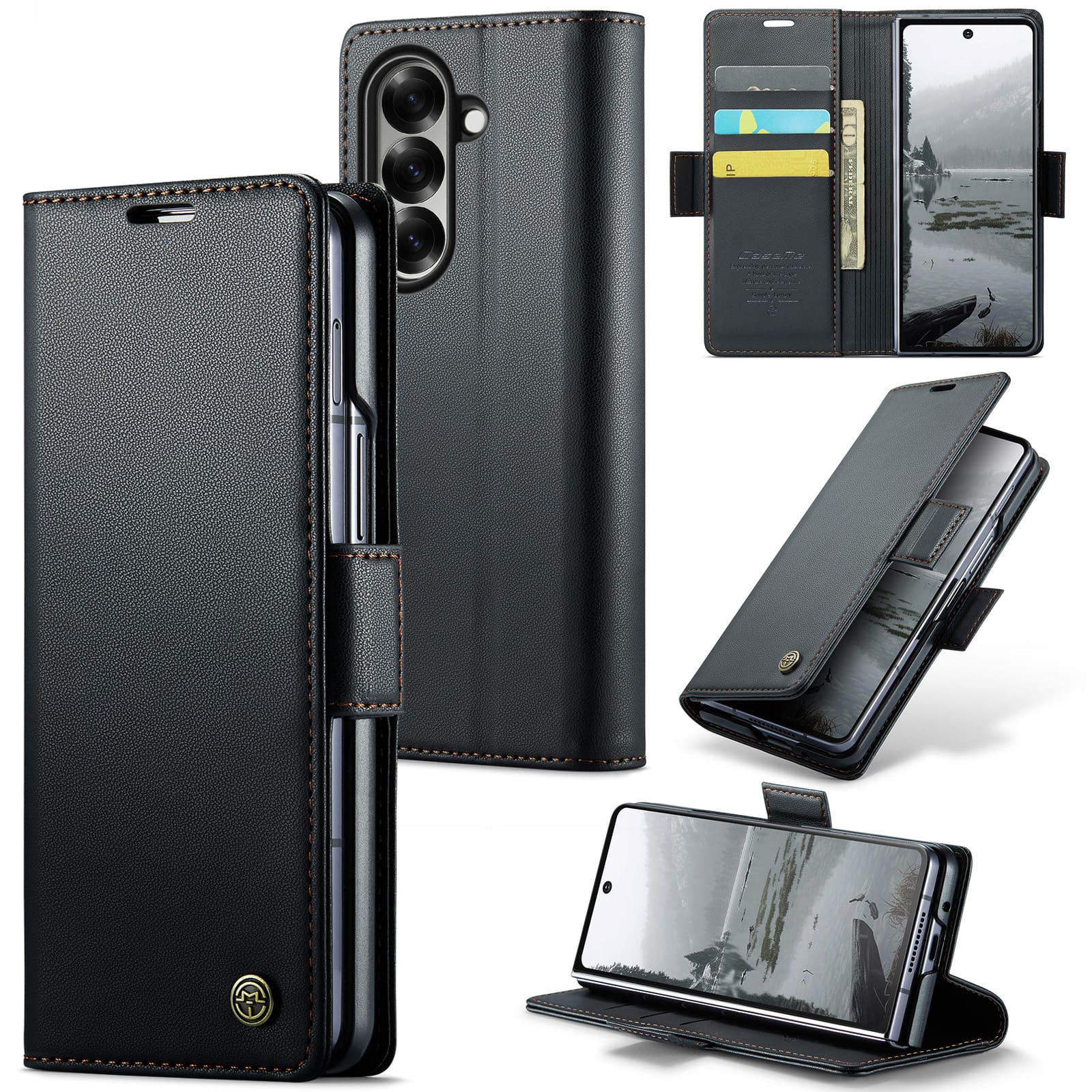 UUCOVER - For Samsung Galaxy Z Fold 7 PU Leather Wallet Case with RFID Blocking Card Slots Cash Holder, Stand Magnetic Folio Cover - Black price history on PriceWatchPro