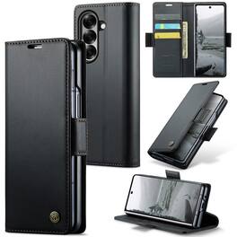 UUCOVER - For Samsung Galaxy Z Fold 7 PU Leather Wallet Case with RFID Blocking Card Slots Cash Holder, Stand Magnetic Folio Cover - Black