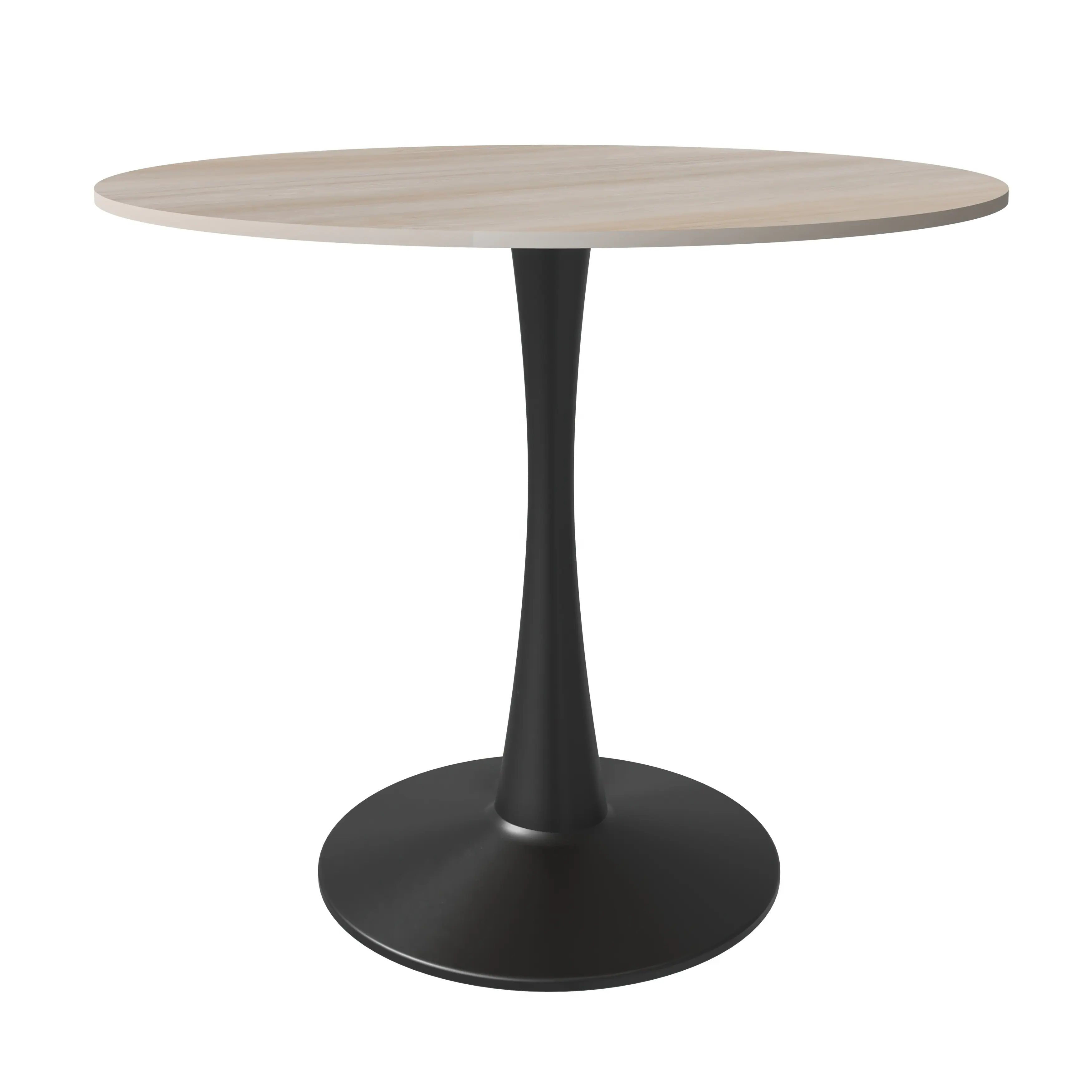 Alt View 2. LeisureMod - Bristol 31" Mid-Century Modern Round Pedestal Dining Table - Glossy MDF/Stone Top for Kitchen & Cafe - Stone - Natural Wood.