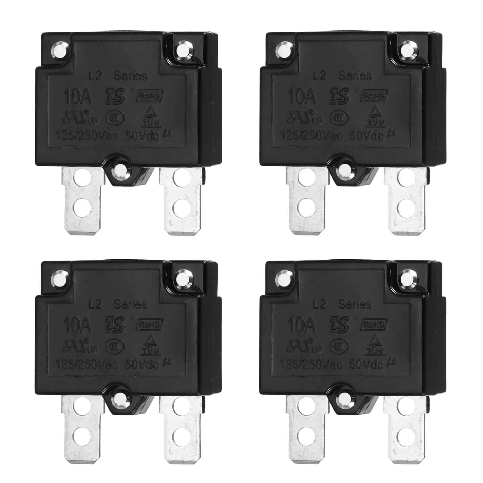 Unique Bargains - 4pcs 10A Push Button Circuit Breaker, 125/250V AC,50V DC, Automatic Reset Thermal Overload Protector for Industrial - Black price history on PriceWatchPro