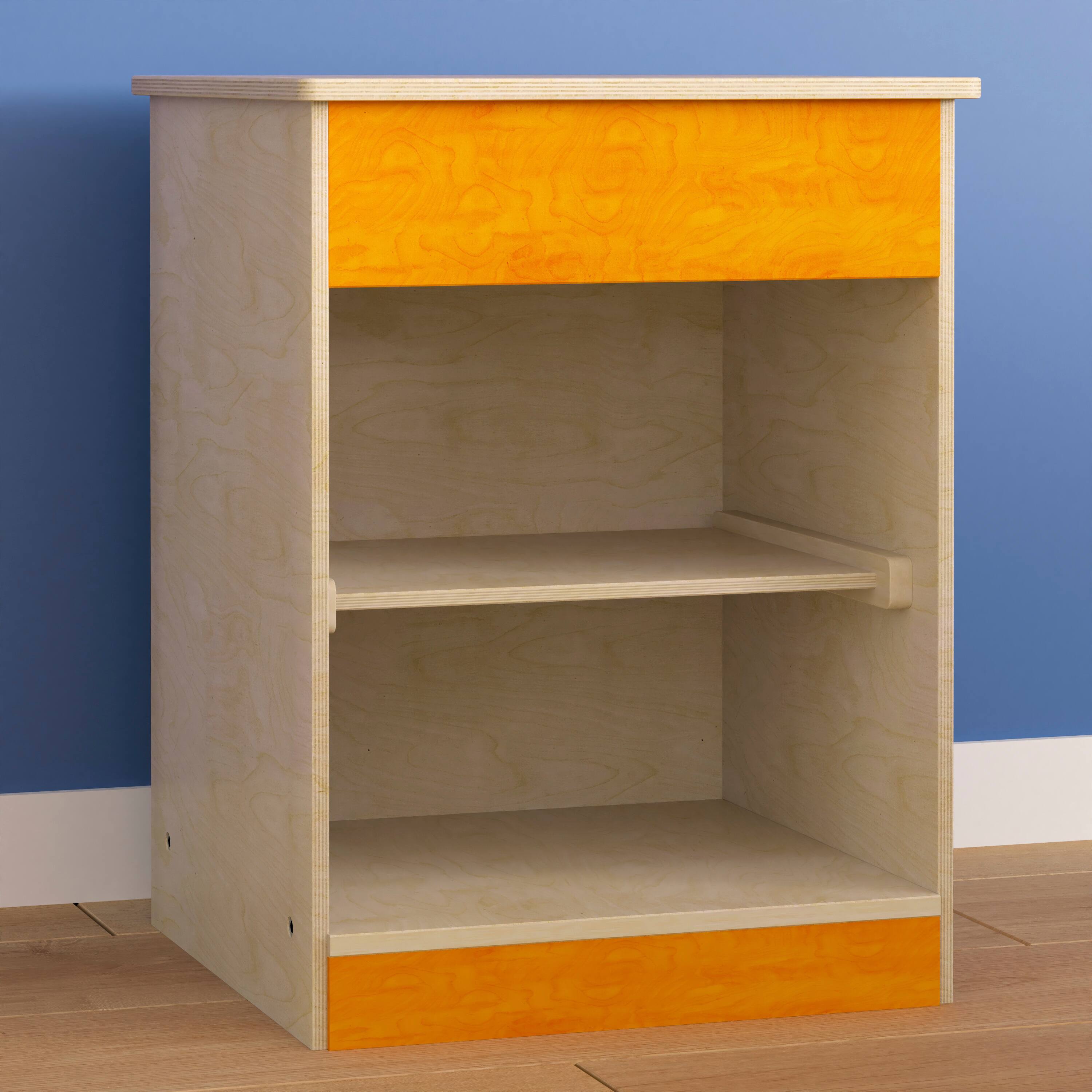 Alt View 1. Flash Furniture - Bright Beginnings Commercial Grade Wooden Kid's Two Shelf Kitchen Cabinet - Natural.