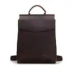 Front. Steel Horse Leather - The Gyda Backpack | Vintage Leather Travel Backpack - Dark Brown.