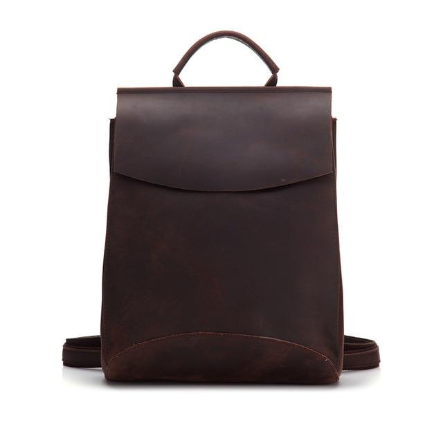 Front. Steel Horse Leather - The Gyda Backpack | Vintage Leather Travel Backpack - Dark Brown.