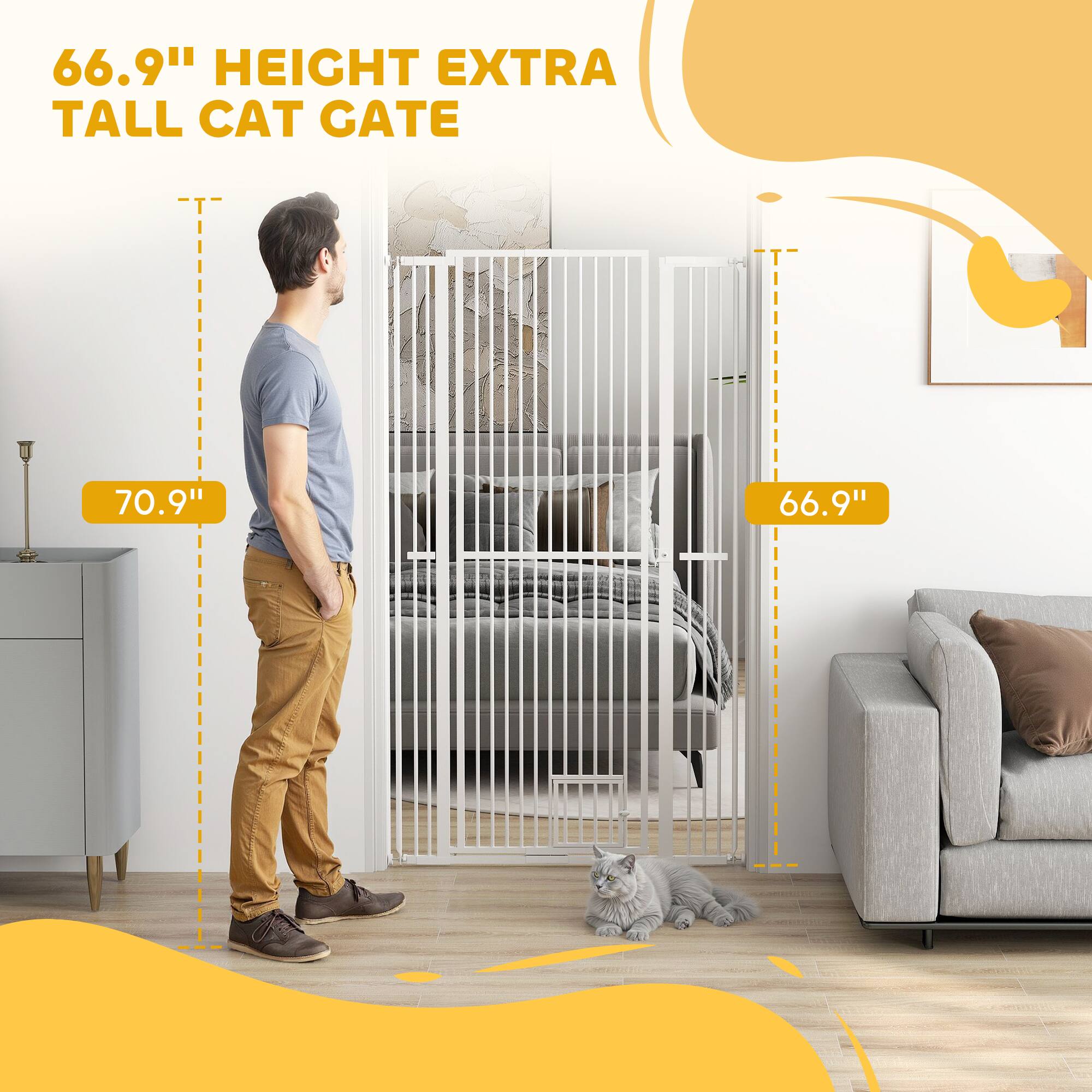 66.9" HEIGHT EXTRA TALL CAT GATE

70.9"

66.9"