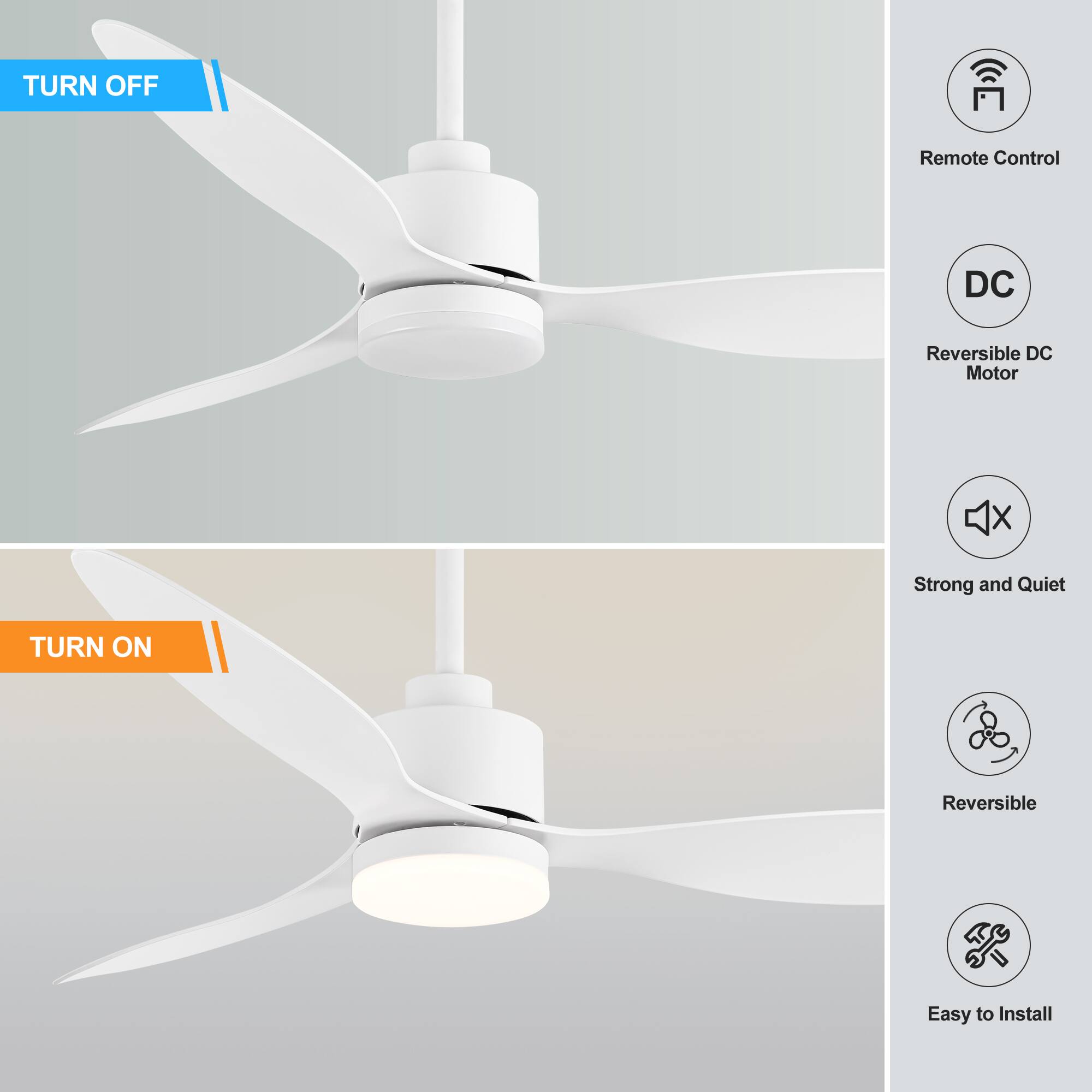 TURN OFF Remote Control DC Reversible DC Motor Strong and Quiet

TURN ON Reversible Easy to Install