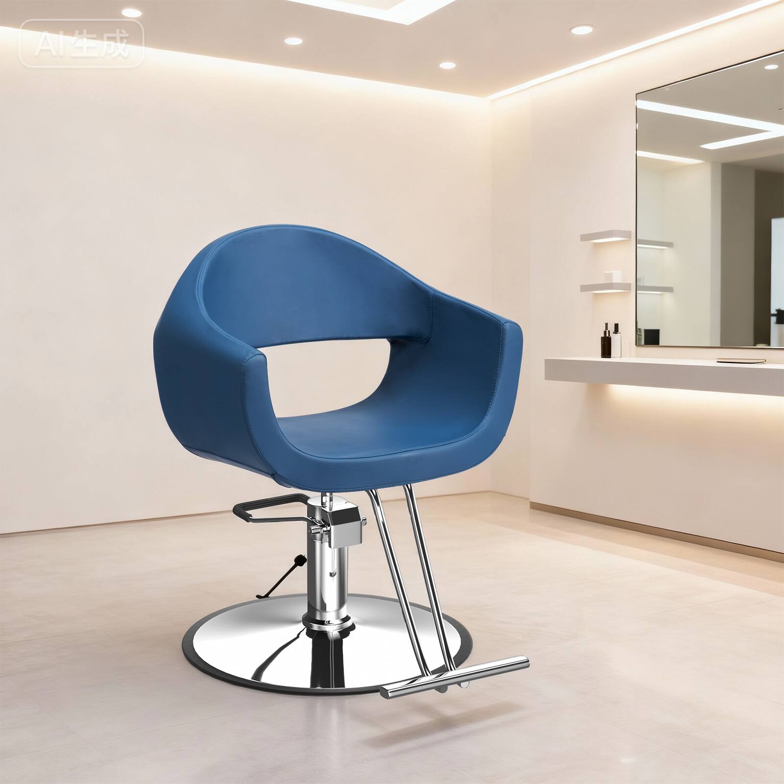 Left. Winado - Professional Salon Styling Chair with 360 Degree Swivel, Footrest, Padded Seat, Hydraulic Pump for Hair Stylist Beauty - Blue.