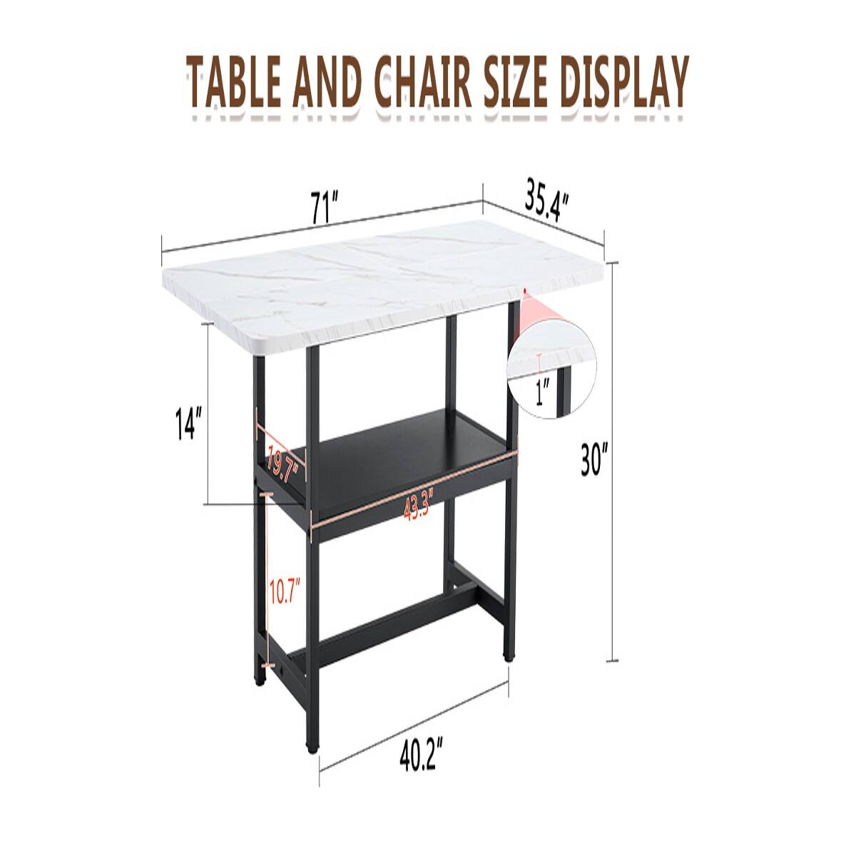 Loheer White MDF Dining Table With Storage Platform, 71 x 35.4 in White ...