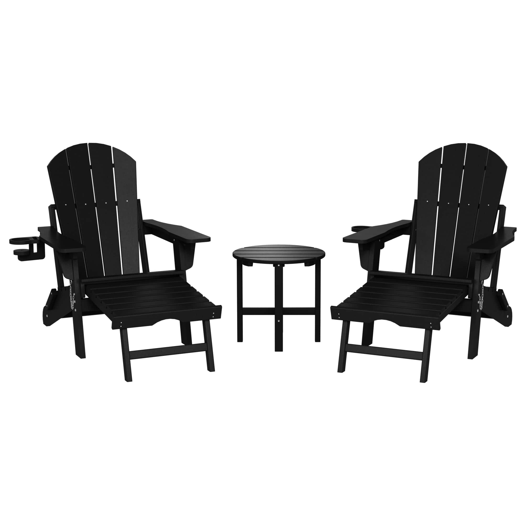 WestinTrends - Malibu 3-Piece Outdoor Folding Adjustable Adirondack Chair with Cup Holder & Side Table - Black price history on PriceWatchPro