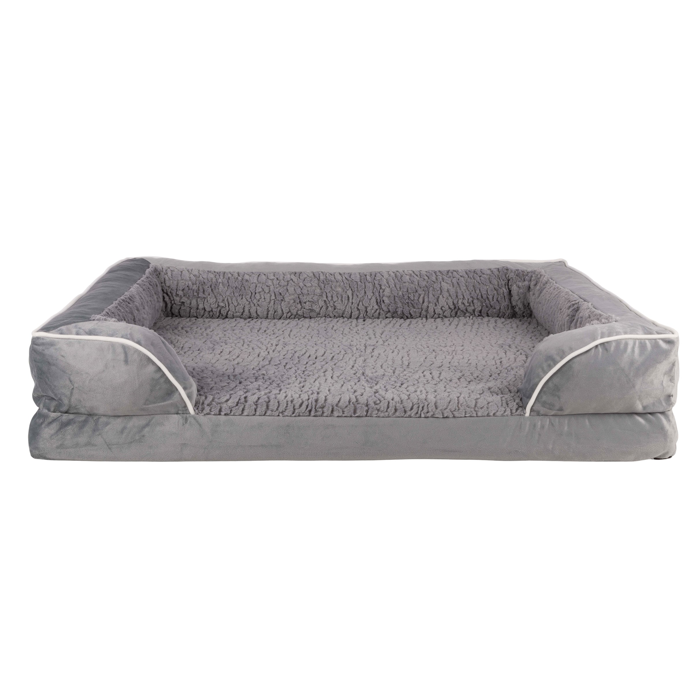 Front. PetMaker - Orthopedic Dog Bed with Bolster - Gray.
