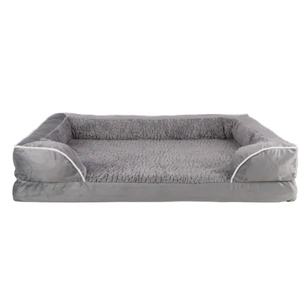 Front. PetMaker - Orthopedic Dog Bed with Bolster - Gray.