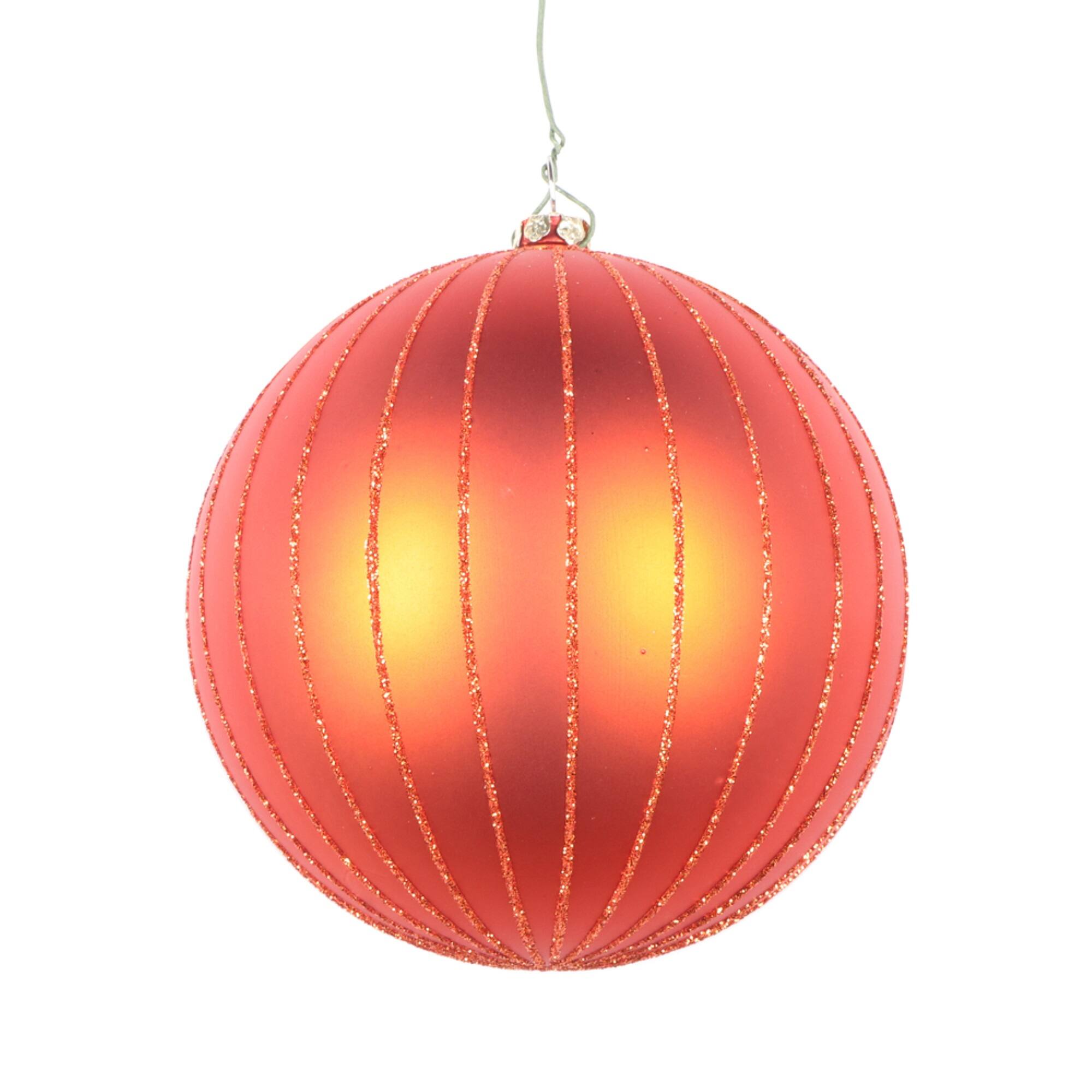 Front. Vickerman - 4" Brn Orange Matte Glitter Ball 4 bag - Orange.