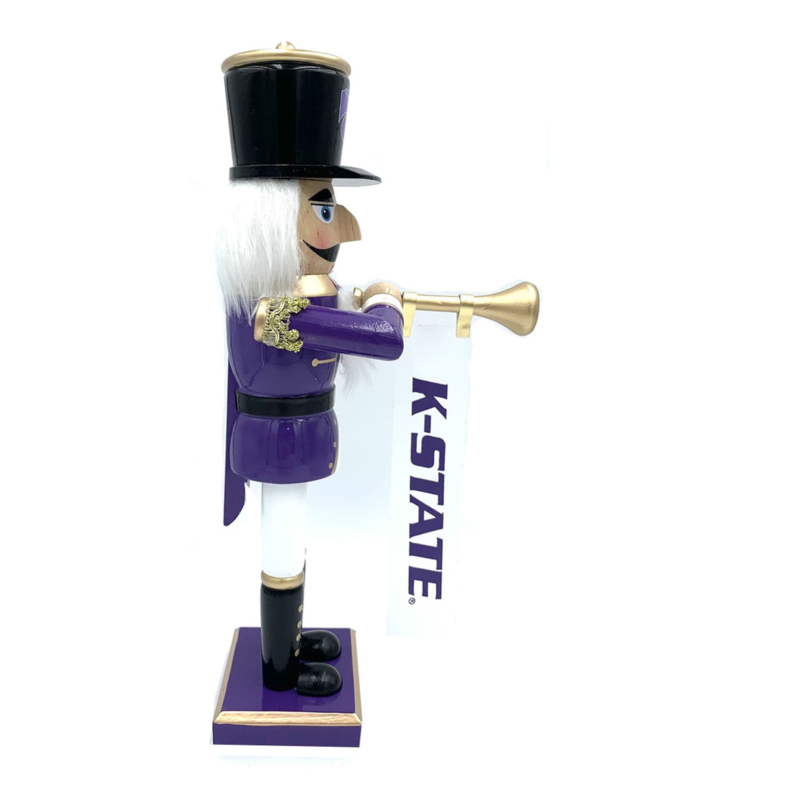 Alt View 1. Santa's Workshop - Kansas State Wildcats 14" Bugler Nutcracker - Purple.