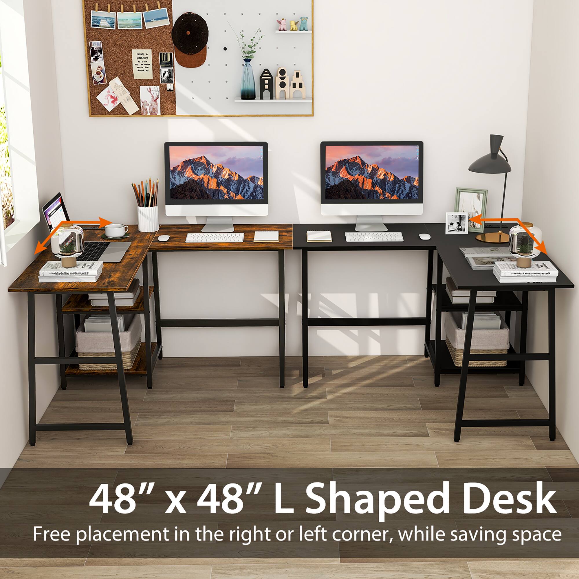48" x 48" L Shaped Desk
Free placement in the right or left corner, while saving space