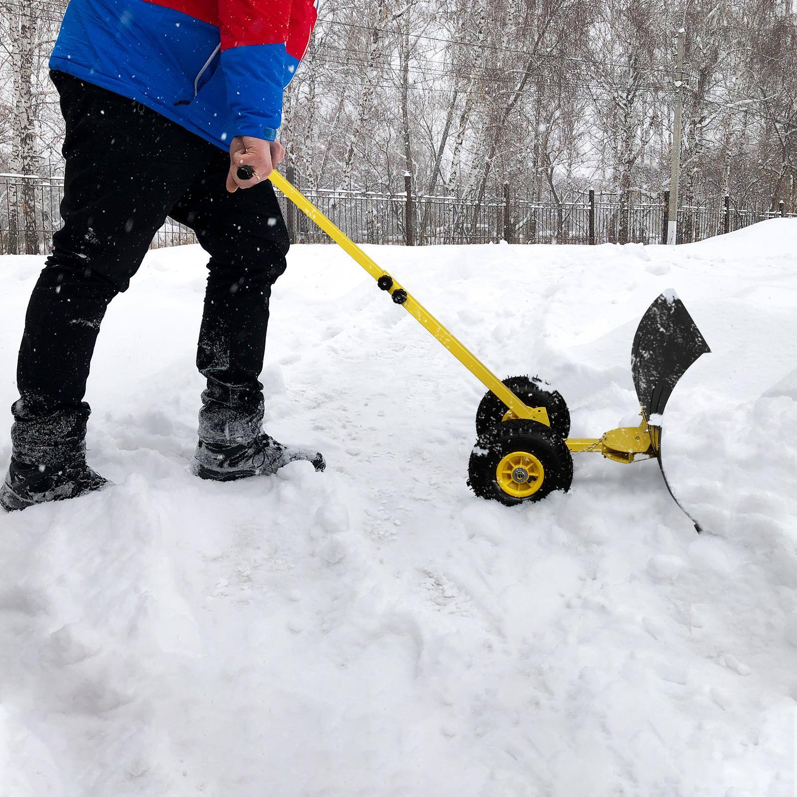 Angle. Winado - Snow Shovel with Wheels Heavy-Duty Metal Snow Pusher Adjustable.