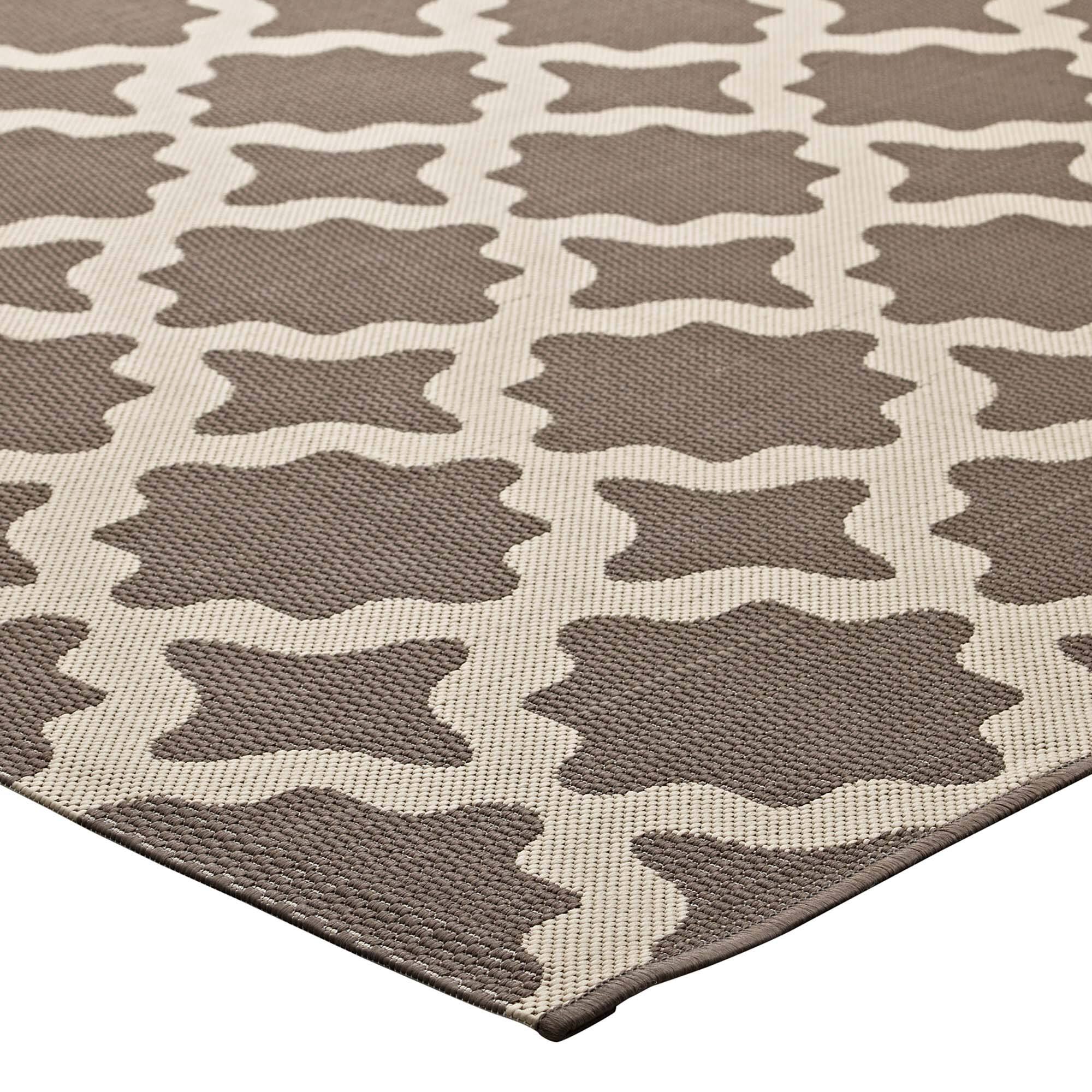 Alt View 4. Modway - Cerelia Moroccan Trellis Indoor and Outdoor Area Rug - Light and Dark Beige.