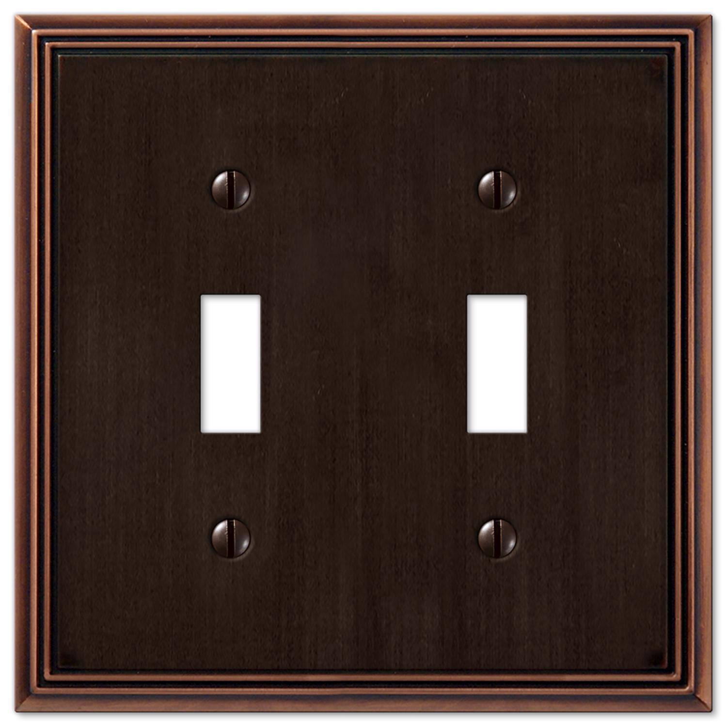 Angle. AMERELLE - Amerelle Metro Aged Bronze 2 gang Die-Cast Metal Toggle Wall Plate 1 pk - Bronze.