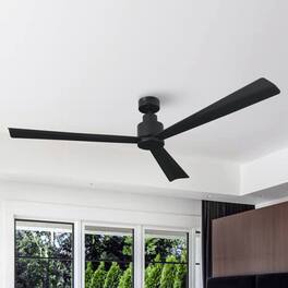Parrot Uncle - 52" Modern 3-Blade Ceiling Fan with Reversible DC Motor, 6-Speed, Remote Control, No Light - Black