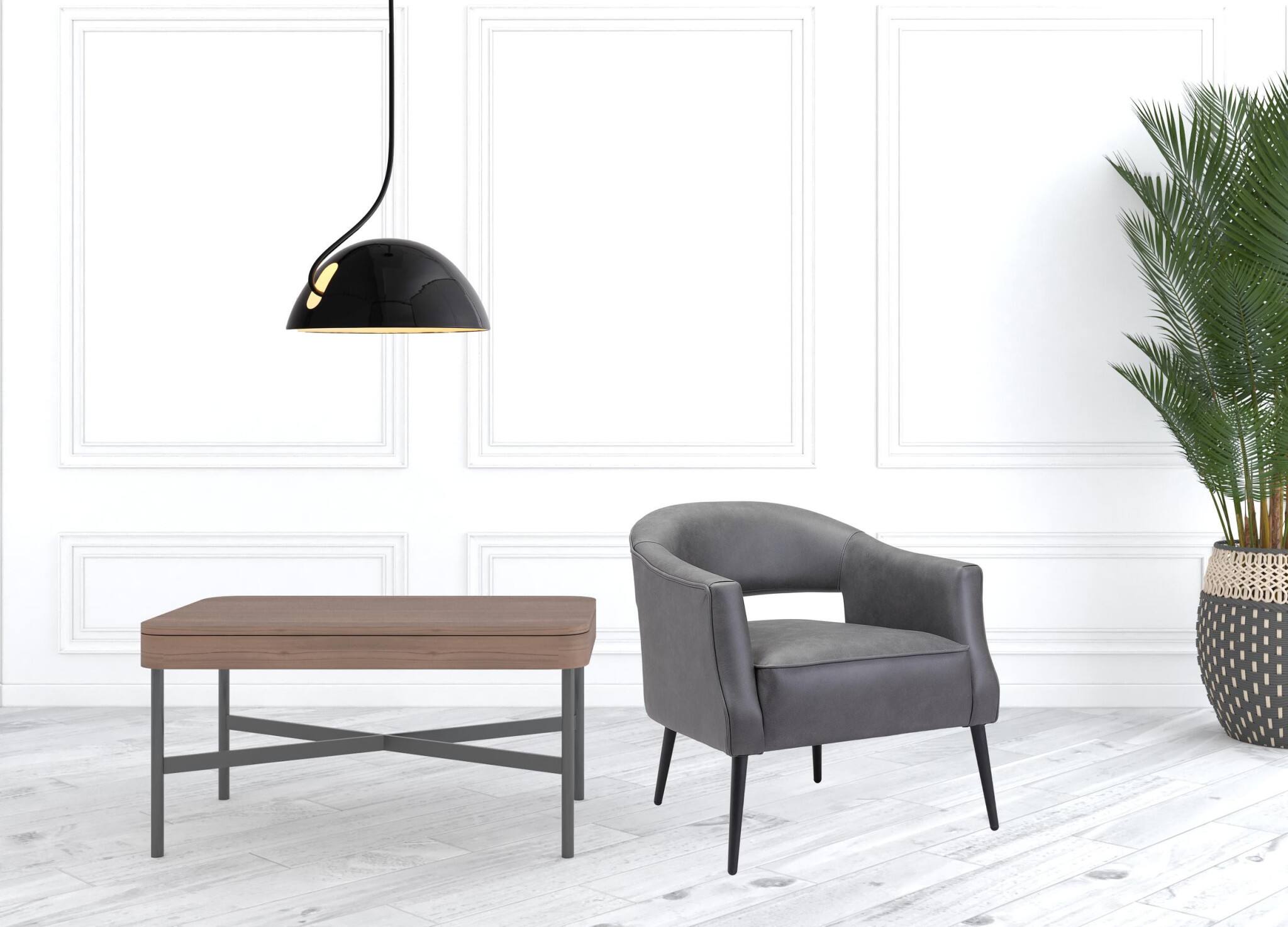 Angle. Hivvago - Hivvago 27 Inch Faux Leather And Upholstered Arm Chair - Gray.