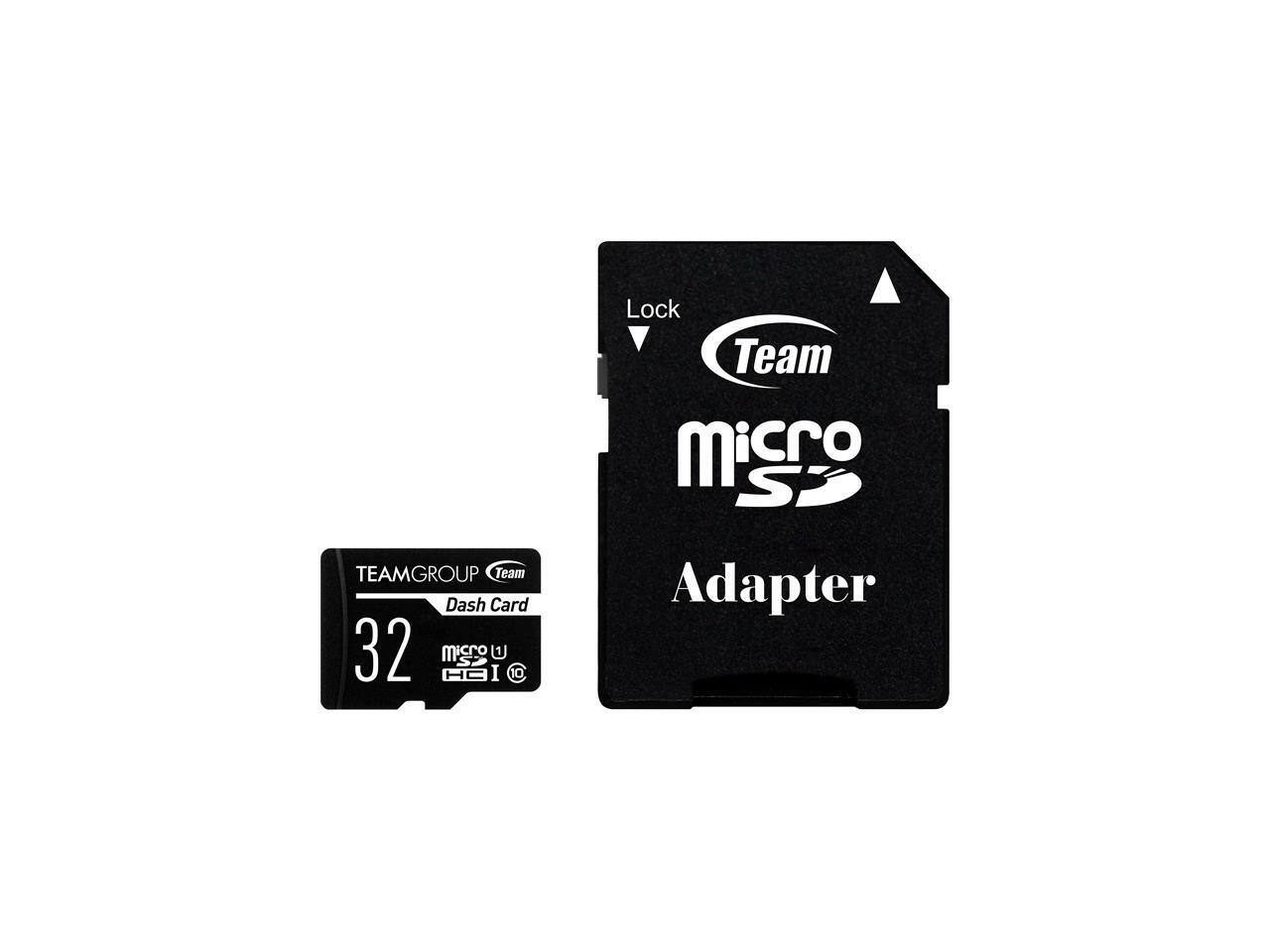 Lock  
Team  
microSD  
Adapter  

TEAMGROUP  
Team  
Dash Card  
32  
microSD  
C10