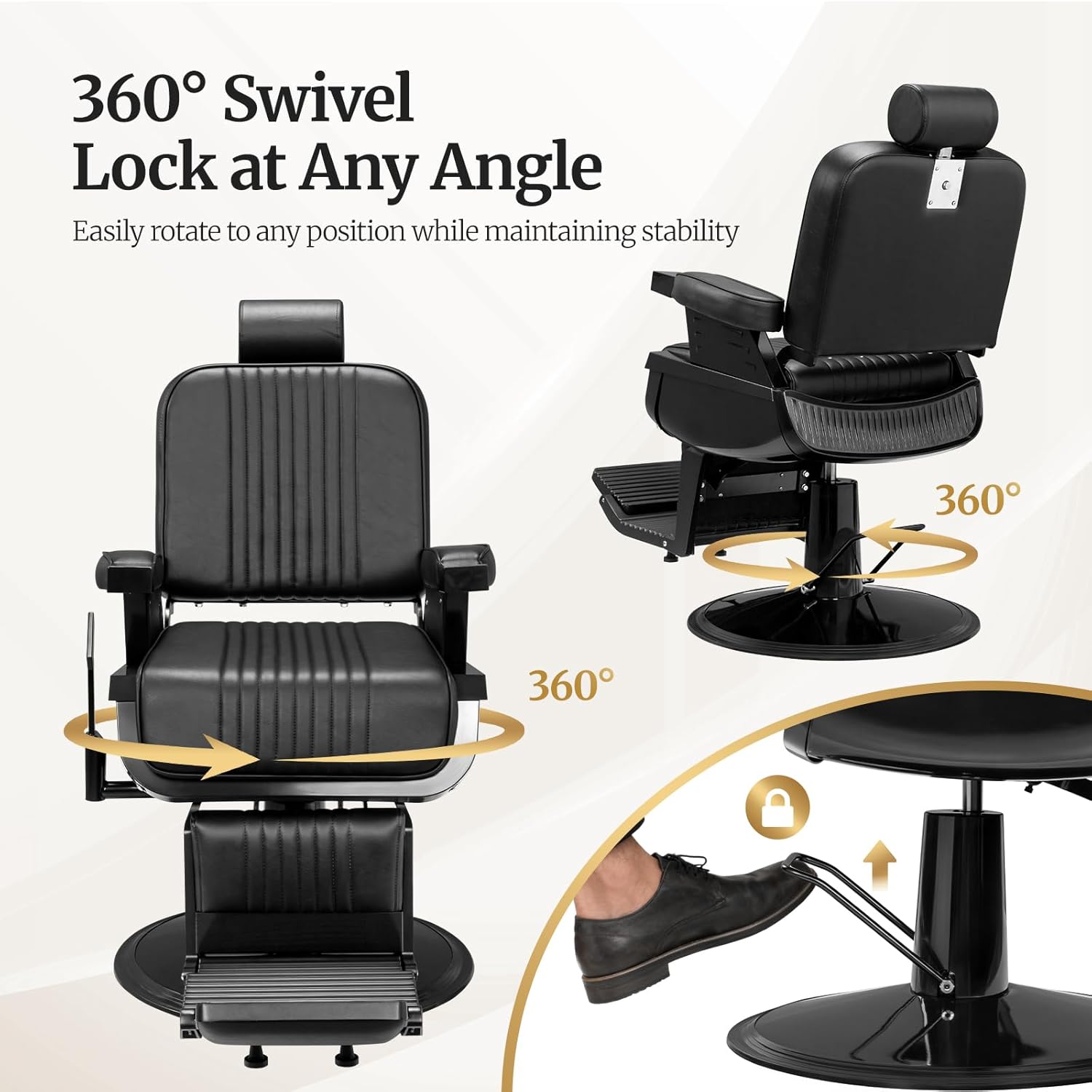 360° Swivel Lock at Any Angle  
Easily rotate to any position while maintaining stability
