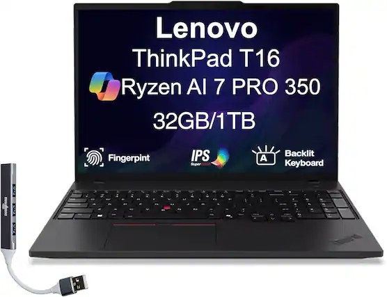 Lenovo ThinkPad T16 Ryzen AI 7 PRO 350 32GB/1TB Fingerprint IPS SuperCLEAR Backlit Keyboard