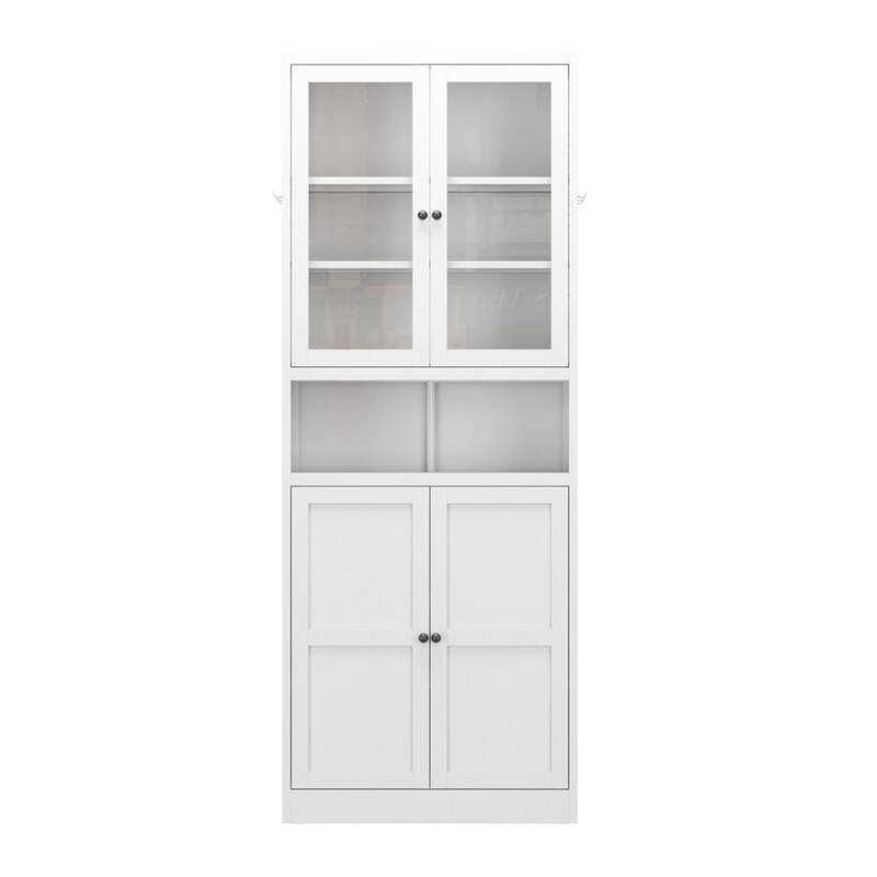 Alt View 2. ALEXOUN - 72" Metal Pantry Cabinet, Heavy Duty Stainless Steel with Adjustable Shelves, Freestanding Storage for Kitchen, Pantry - White.