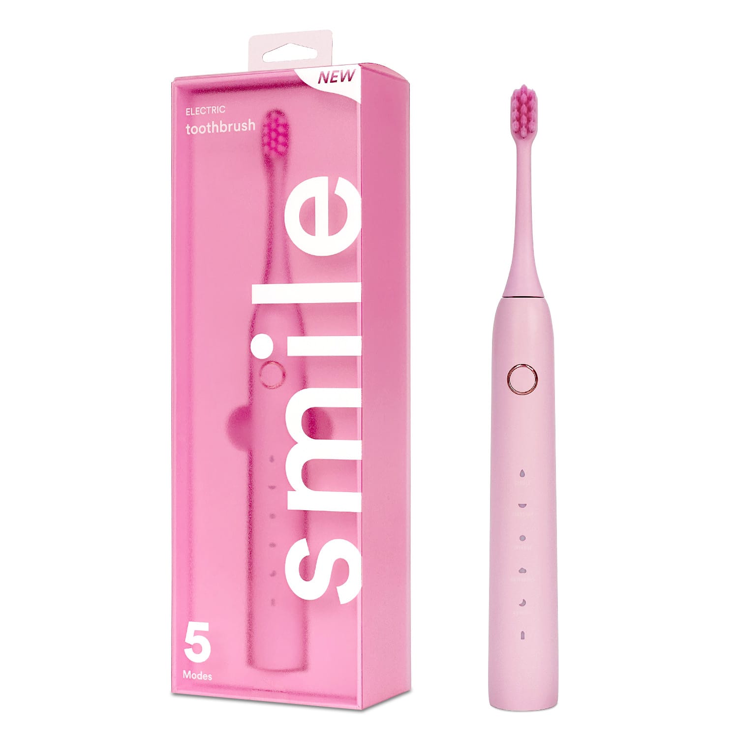 Cluzine - Automatic Ultrasonic Soft Toothbrush with Timer 5 Cleaning Modes IPX7 Waterproof Rechargeable - Pink