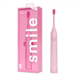 Cluzine - Automatic Ultrasonic Soft Toothbrush with Timer 5 Cleaning Modes IPX7 Waterproof Rechargeable - Pink