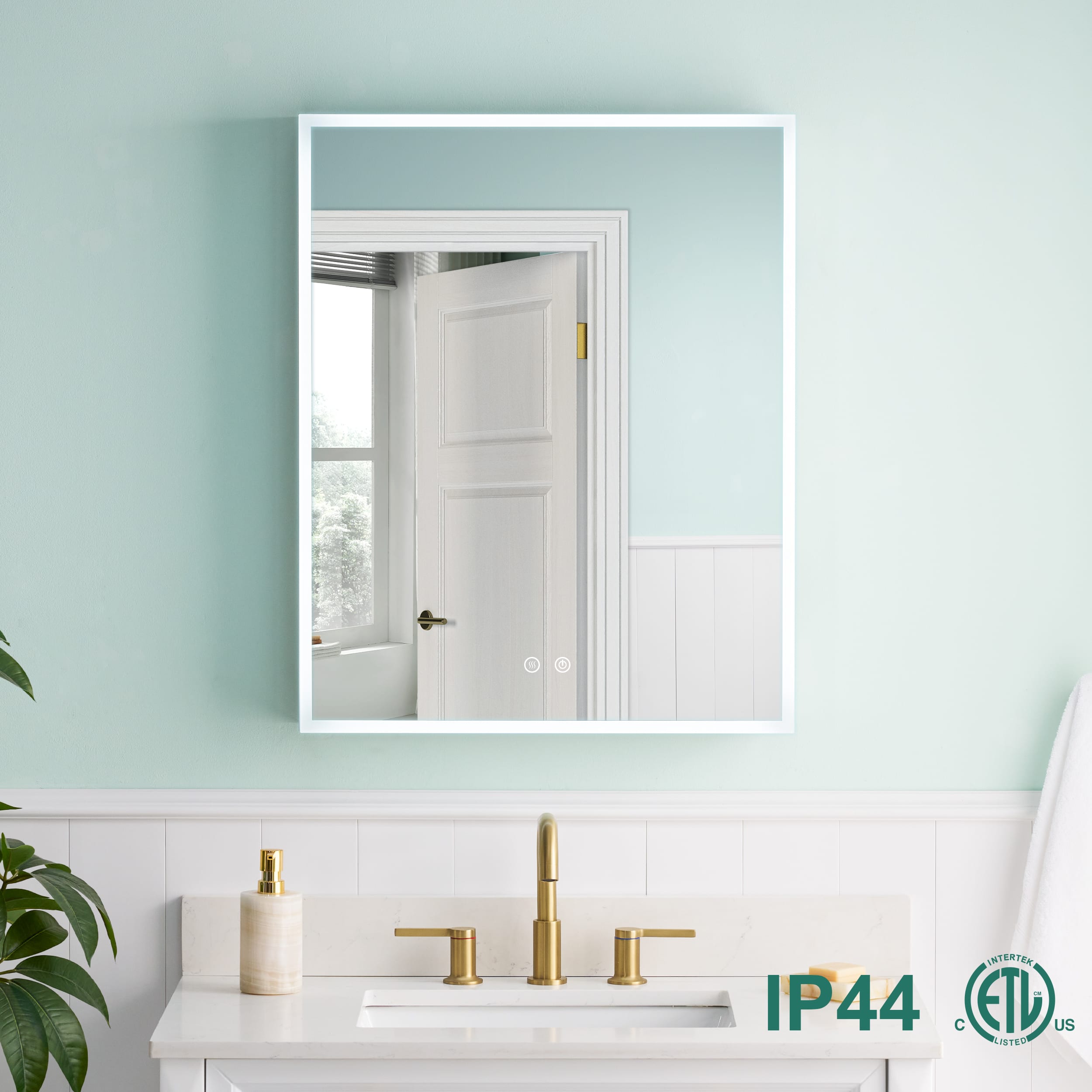 WELLFOR - 24 in. W x 30 in. H Rectangular Aluminum Recessed/Surface Mount Medicine Cabinet with Mirror and Lighted, Right Opening - Silver