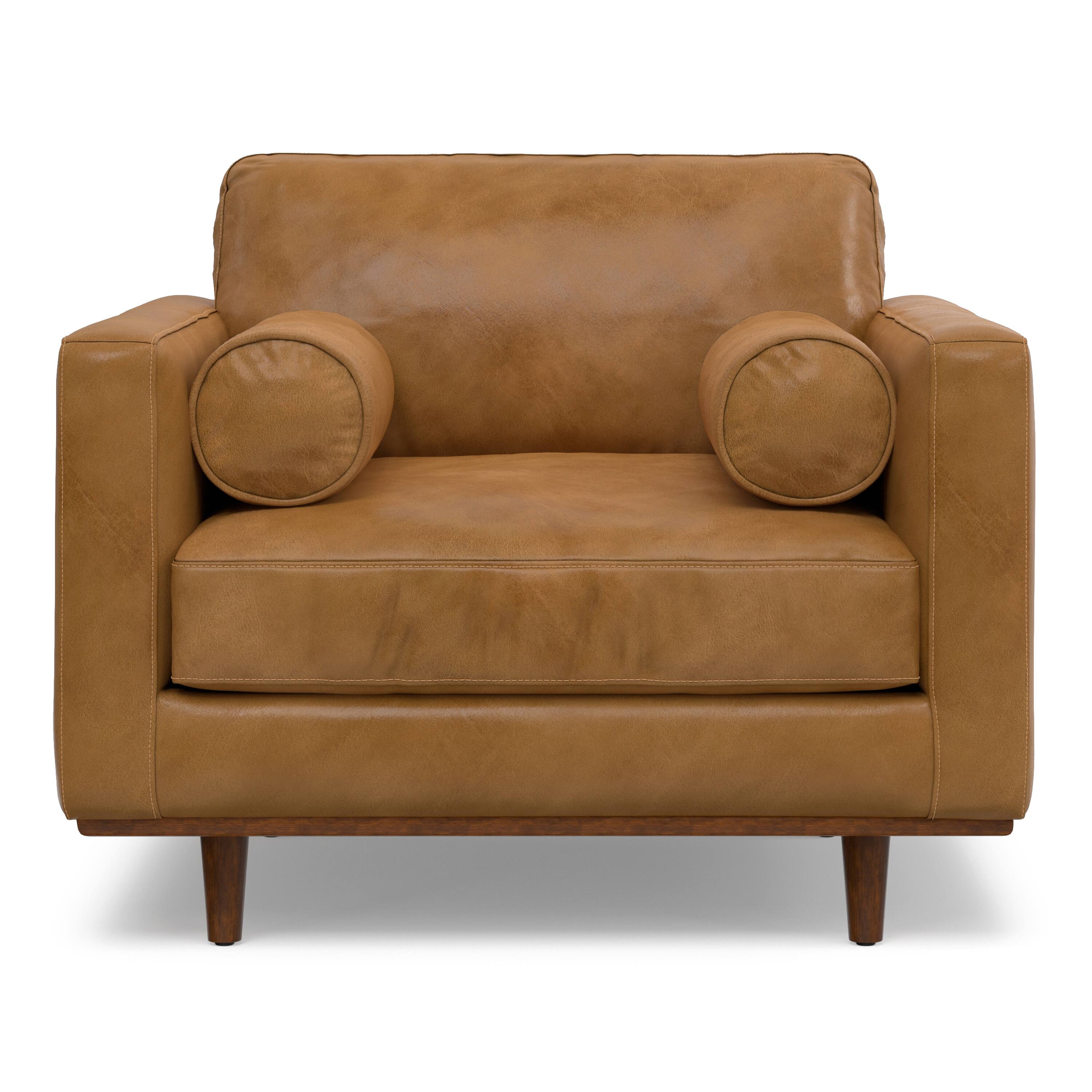 Left. Simpli Home - Morrison 42 inch Wide Mid-Century Modern Arm Chair in Sienna - Sienna.