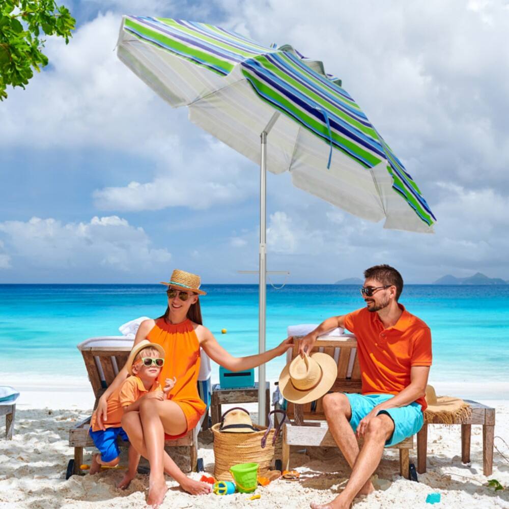 Left. Mondawe - 6.5 Feet Beach Umbrella with Carry Bag without Weight Base - Green.