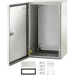 VEVOR - NEMA Steel Enclosure, 20 x 12 x 10 in, NEMA 4X Steel Electrical Box, IP66 Waterproof & Dustproof - Gray White